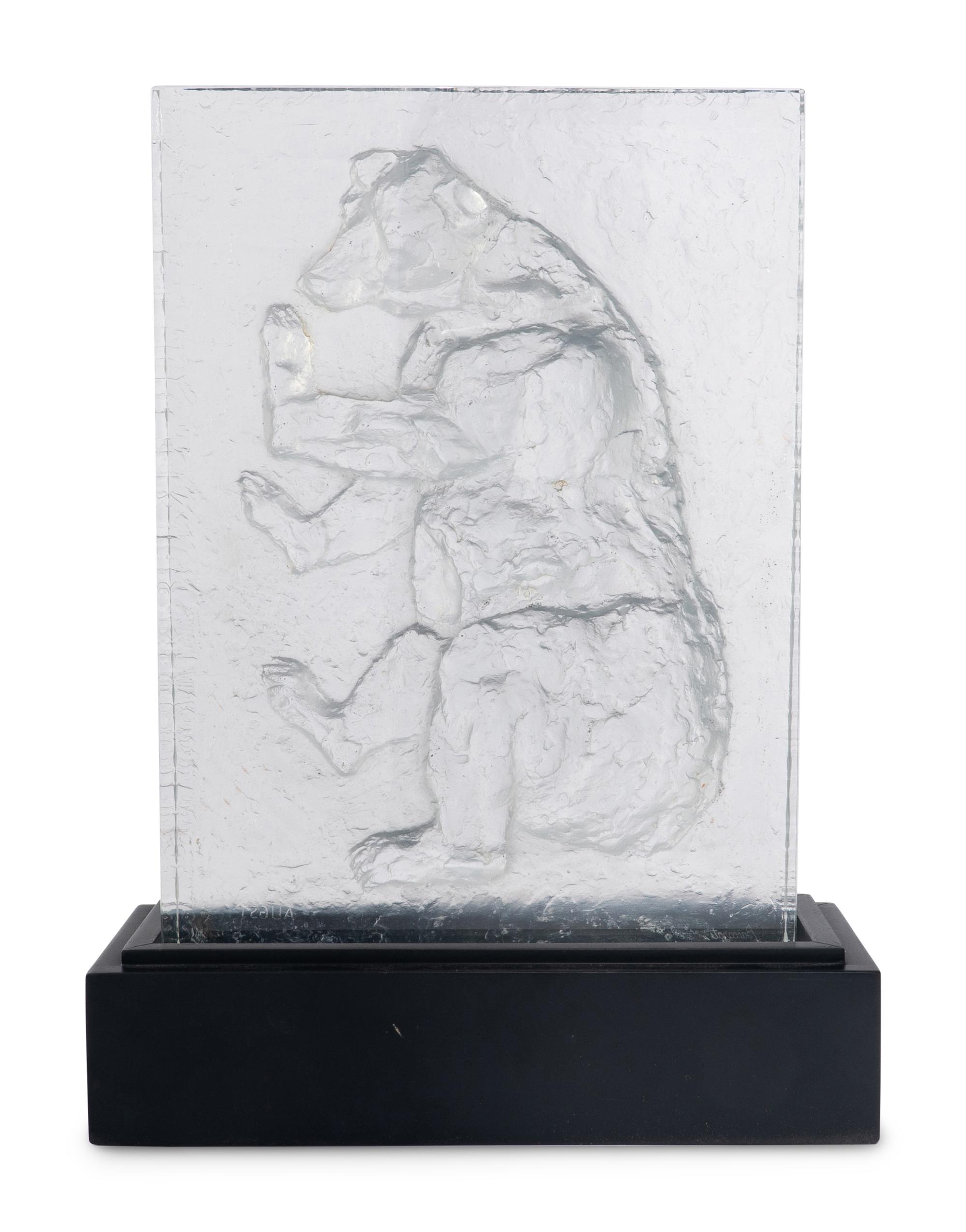 A Bernard Augst for Baccarat Glass Relief Sculpture