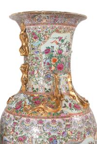 A Pair of Large Rose Medallion Porcelain Floor Vases