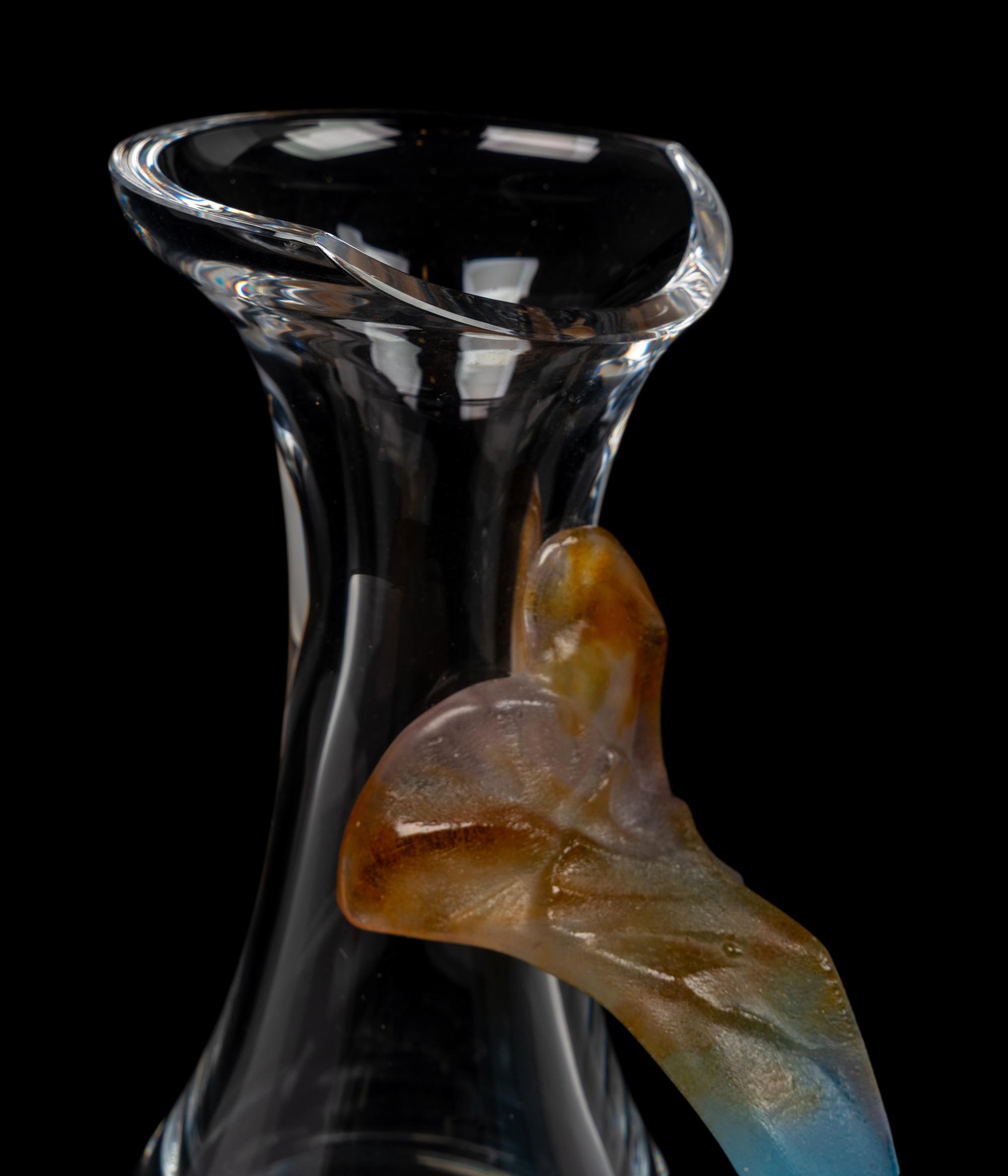 A Daum Glass Pitcher with a Pâte de Verre Handle