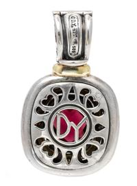 A Sterling Silver, 14 Karat Yellow Gold and Garnet 'Noblesse' Enhancer/Pendant, David Yurman, 12.60 dwts.