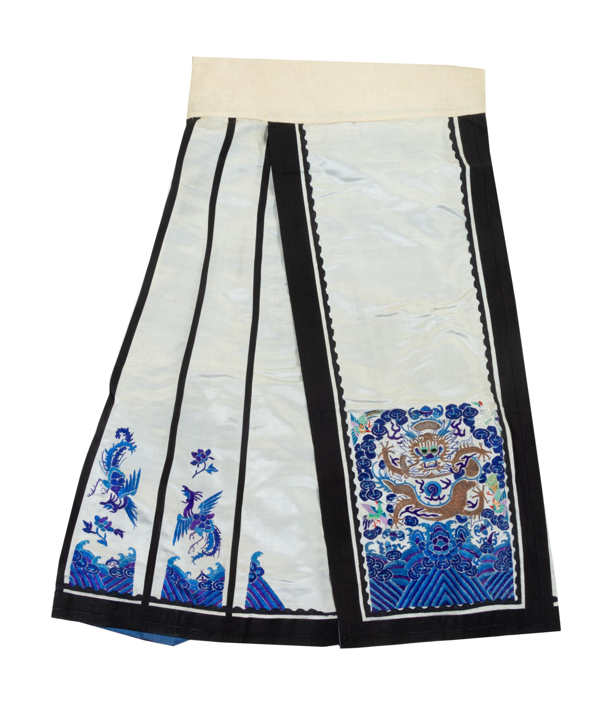 Four Embroidered Silk Apron Skirts