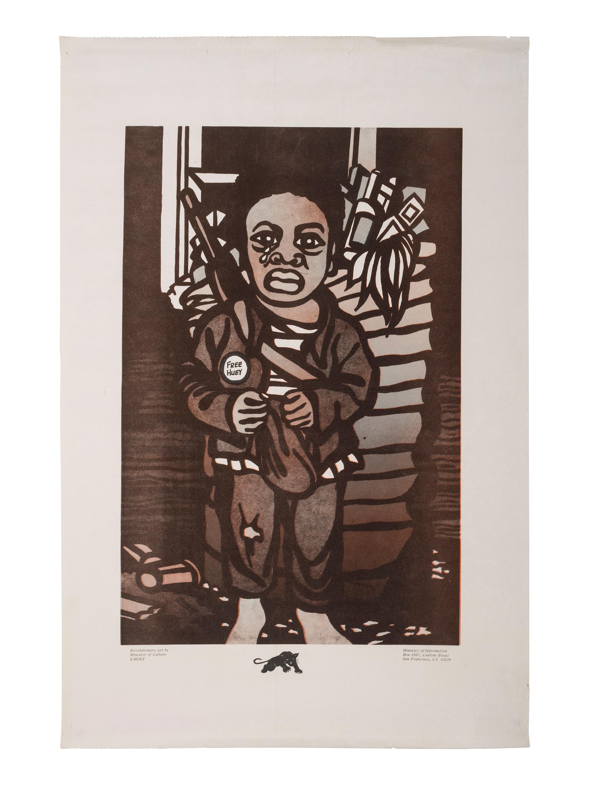 [BLACK PANTHER PARTY]. DOUGLAS, Emory (b. 1943), artist. Free Huey . San Francisco, CA: [Black Panther Party, 1970].