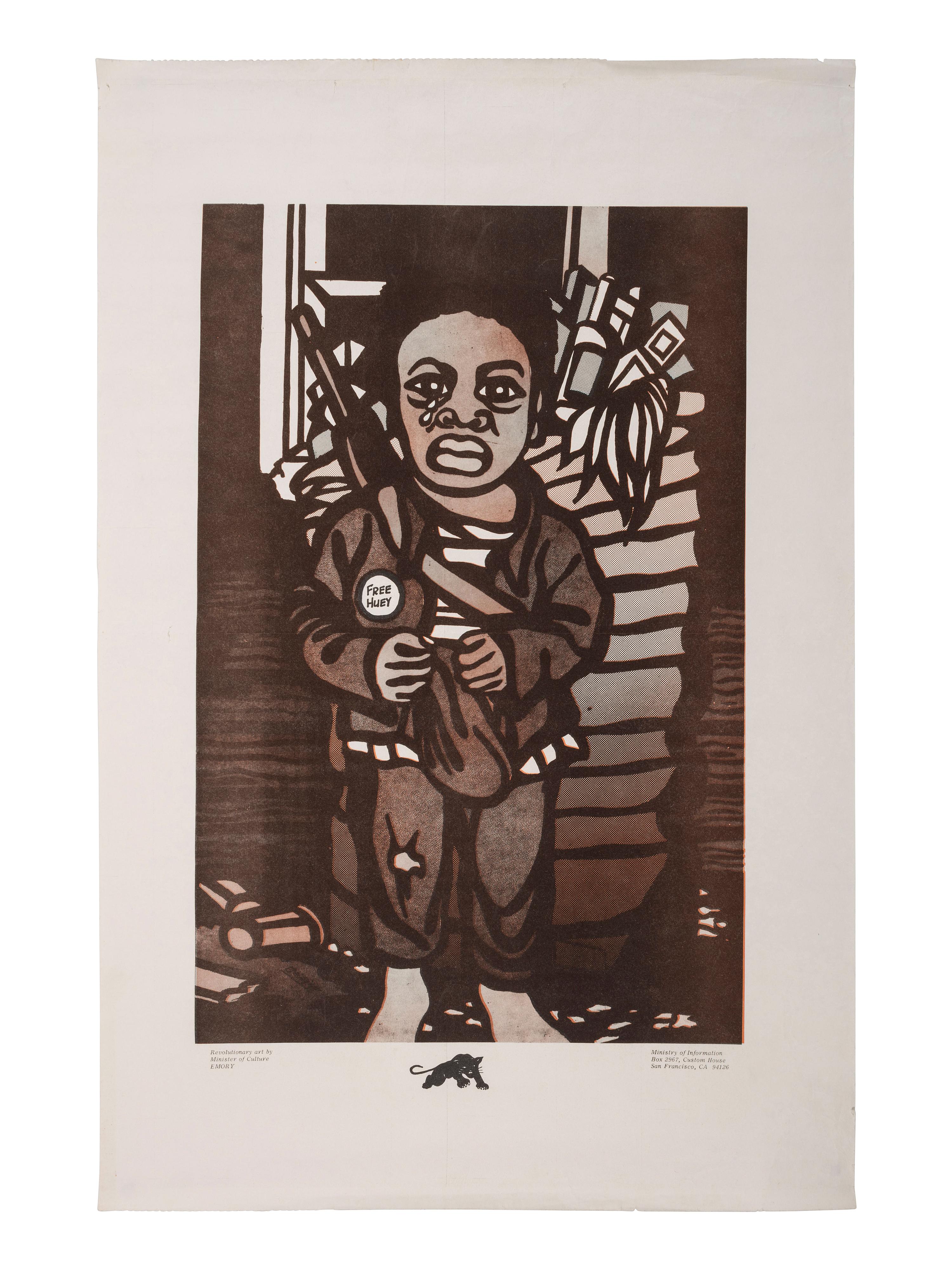 [BLACK PANTHER PARTY]. DOUGLAS, Emory (b. 1943), artist. Free Huey . San Francisco, CA: [Black Panther Party, 1970].