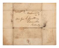 [KENTUCKY - MAMMOTH CAVE]. UNDERWOOD, Joseph Rogers (1791-1876). Autograph letter signed ("J.R. Underwood") to George C. Gwathmey. Tompkinsville, KY, 23 April 1849. 6 pages, 8vo, toned, integral leaf.