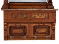 An Eastlake Style Hall Mirror with Marble Top Cabinet Base