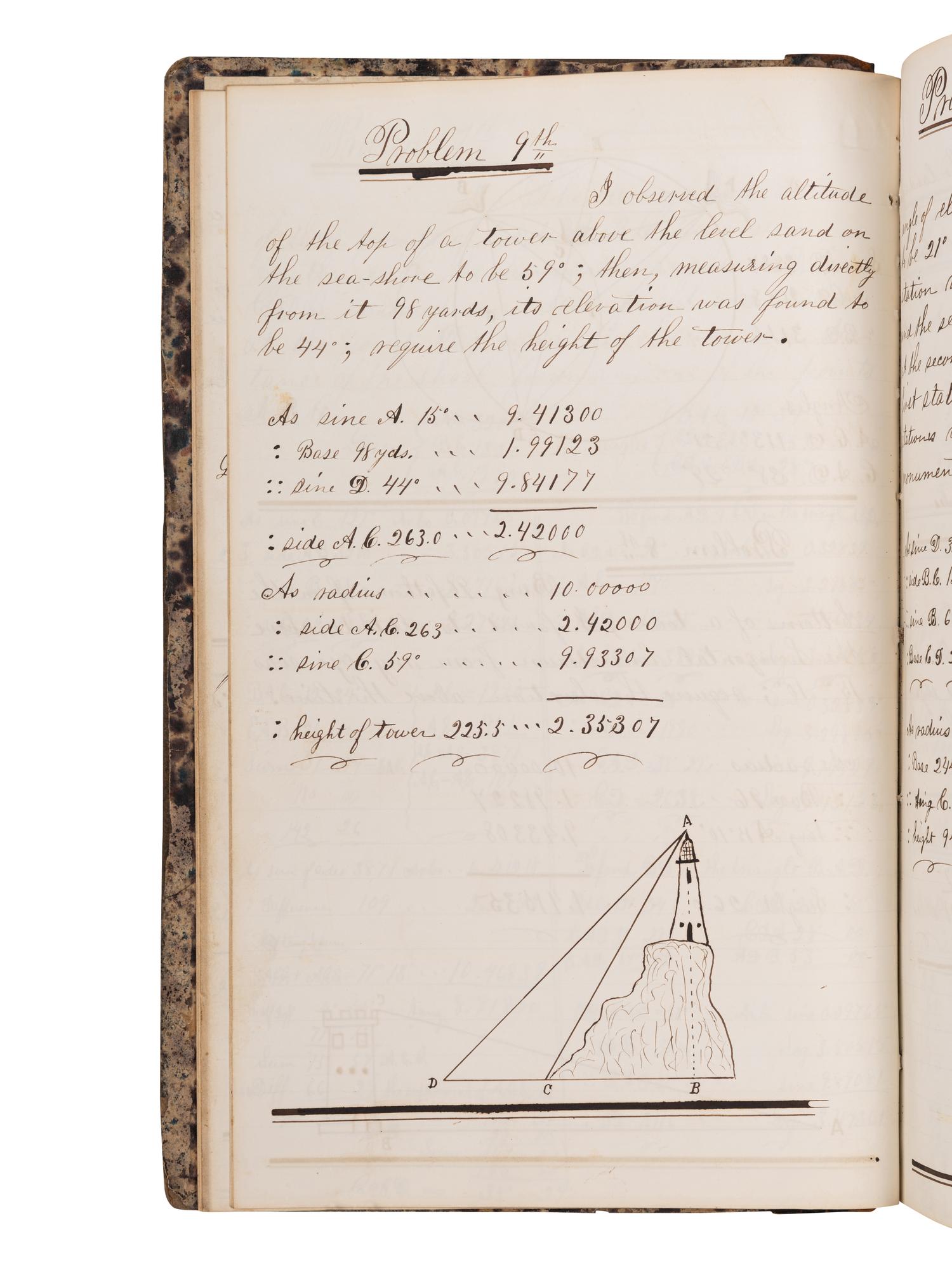 [NAVIGATION -- MANUSCRIPT]. Navigational studies and exercise logbook for an aspiring seaman. N.p., n.d.
