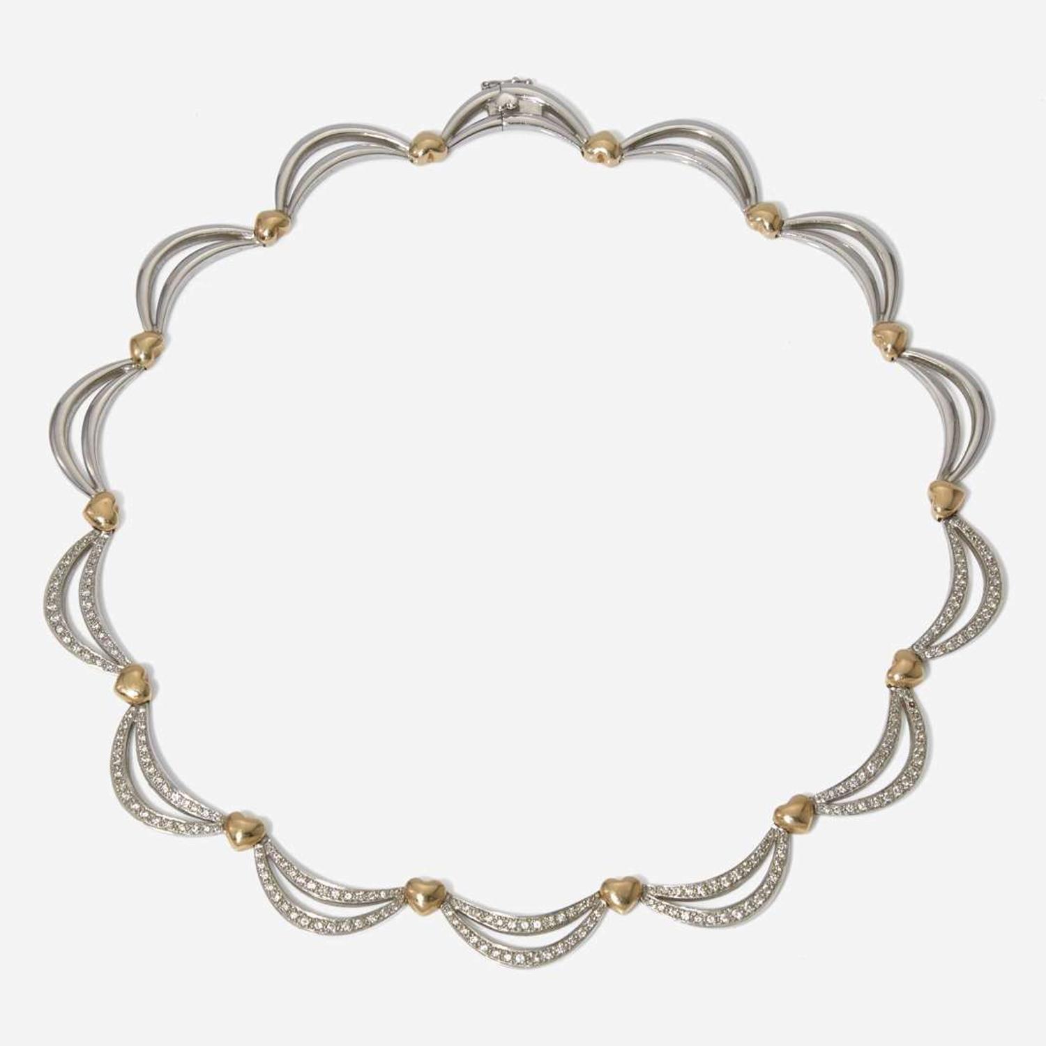 A Two-Tone 14K Gold and Diamond Necklace