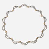 A Two-Tone 14K Gold and Diamond Necklace