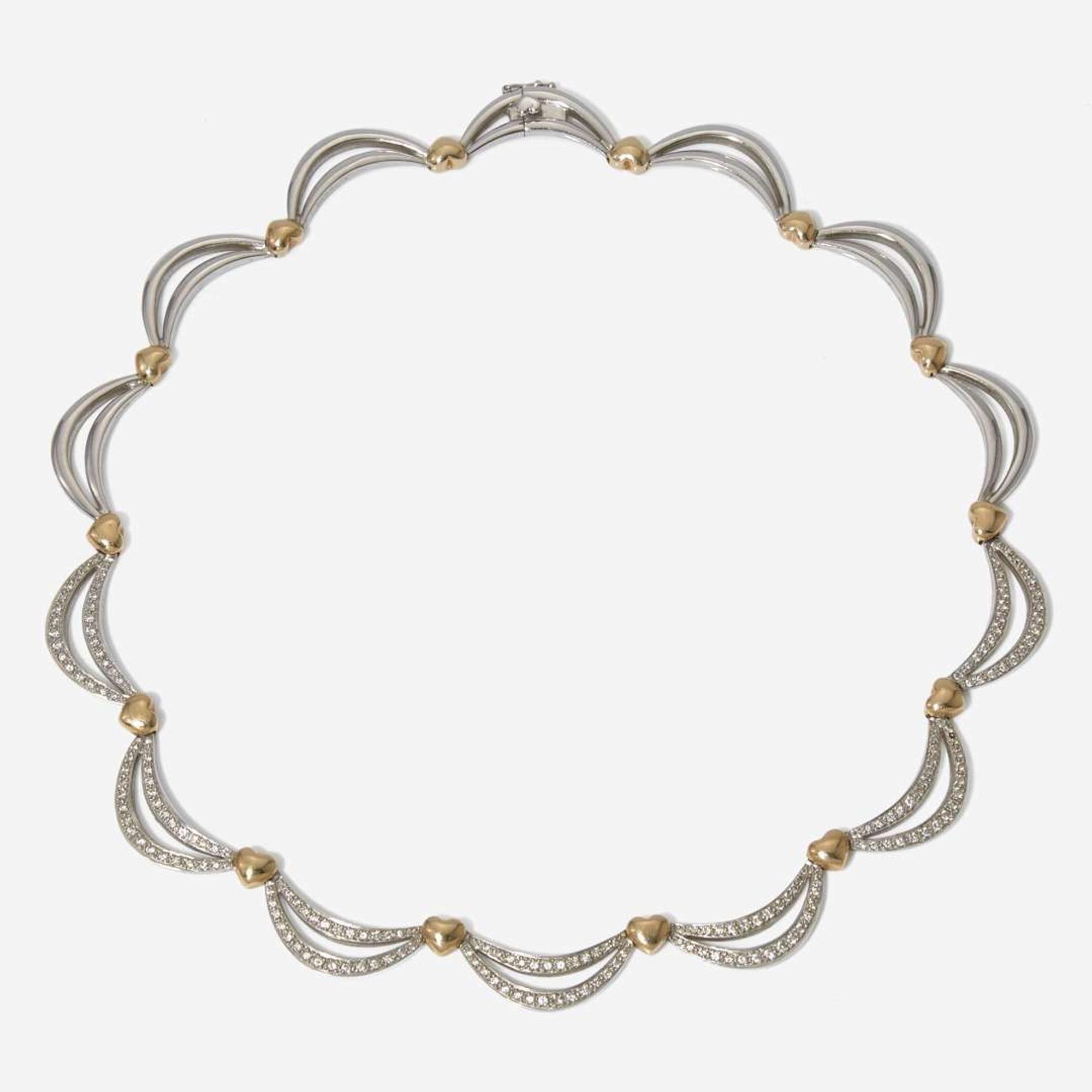 A Two-Tone 14K Gold and Diamond Necklace