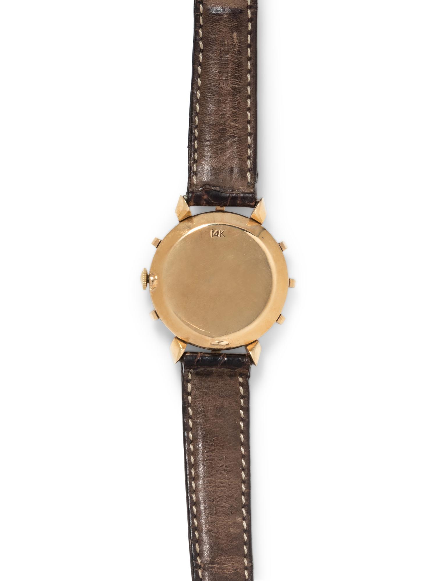 JAEGER-LeCOULTRE, VINTAGE, 14K YELLOW GOLD 'BRADLEY II' WRISTWATCH