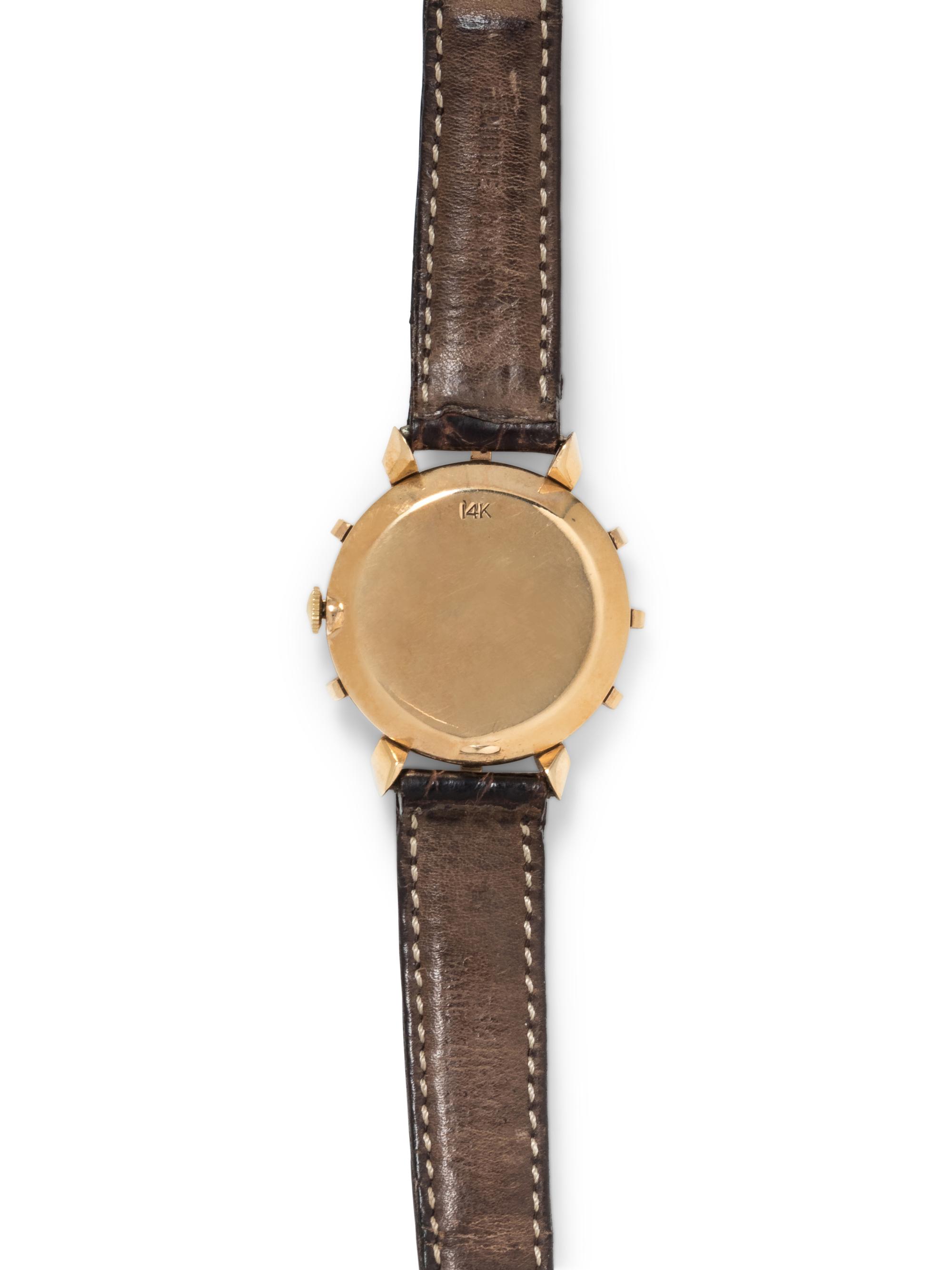 JAEGER-LeCOULTRE, VINTAGE, 14K YELLOW GOLD 'BRADLEY II' WRISTWATCH