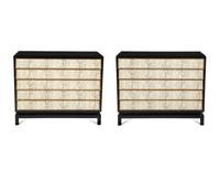 A Pair of Custom Black Painted Chests of Drawers with Faux-Python Veneered Drawer Fronts