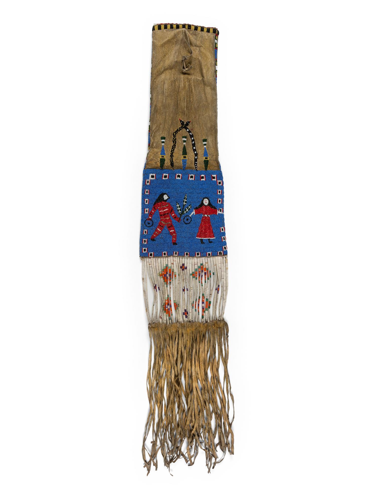 Sioux Figural Beaded Hide Tobacco Bag