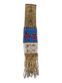 Sioux Figural Beaded Hide Tobacco Bag