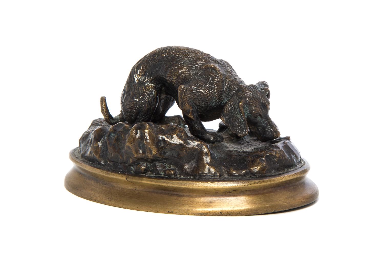 A French Bronze Animalier Figure, JULES MOIGNIEZ (1835-1894), Width 4 1/2 inches. — JULES MOIGNIEZ (1835-1894),