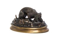 A French Bronze Animalier Figure, JULES MOIGNIEZ (1835-1894), Width 4 1/2 inches. — JULES MOIGNIEZ (1835-1894),