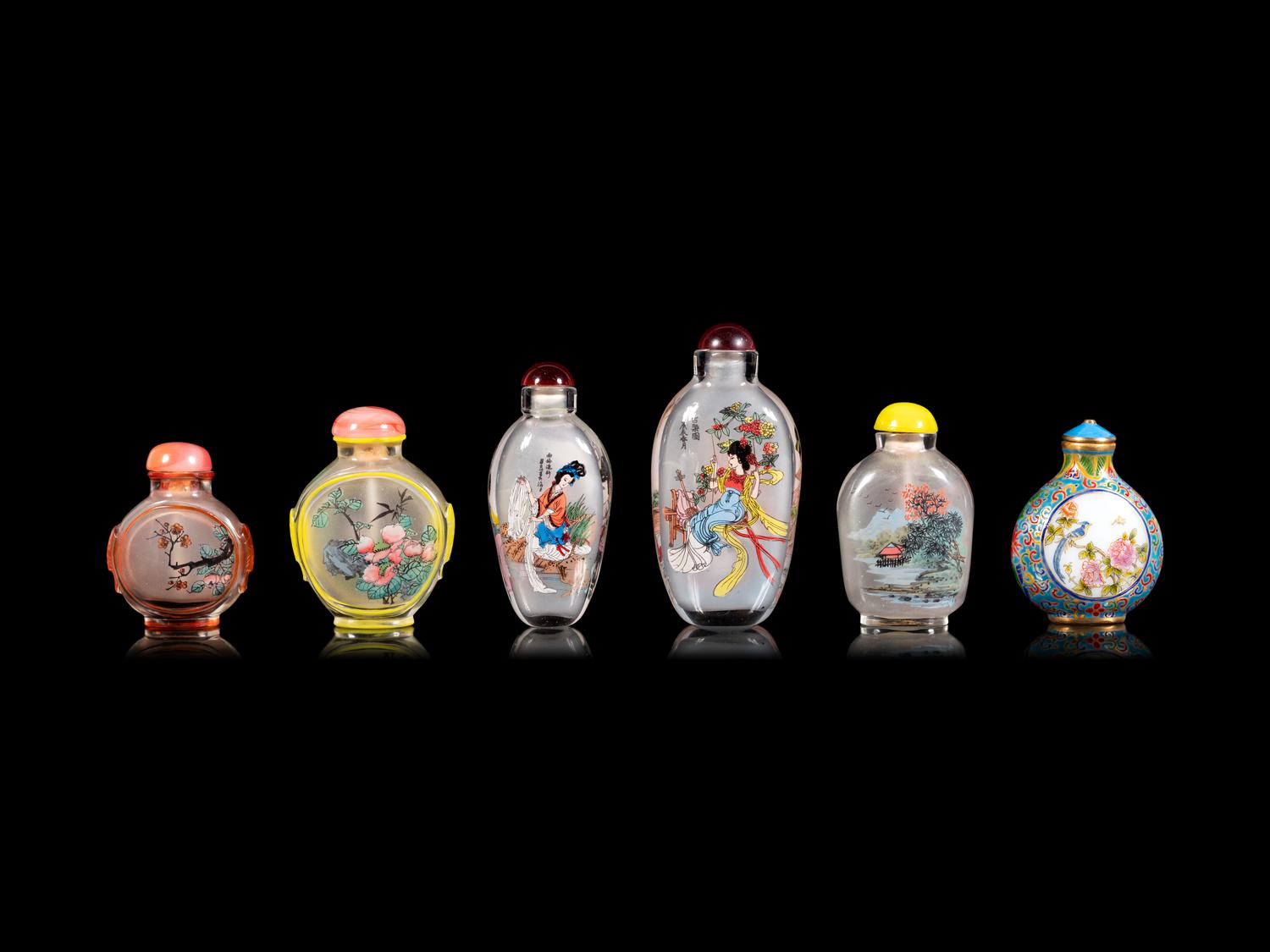 Six Chinese Inside Painted Glass Snuff Bottles