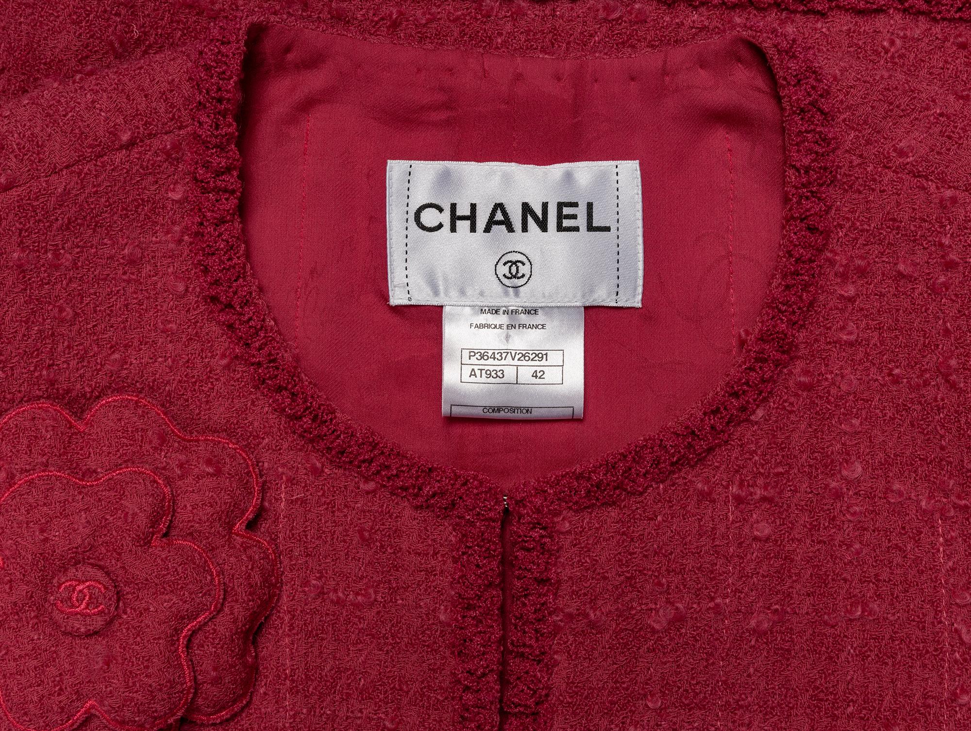 Chanel, Pink Tweed Cardigan Jacket with Tweed Camellias