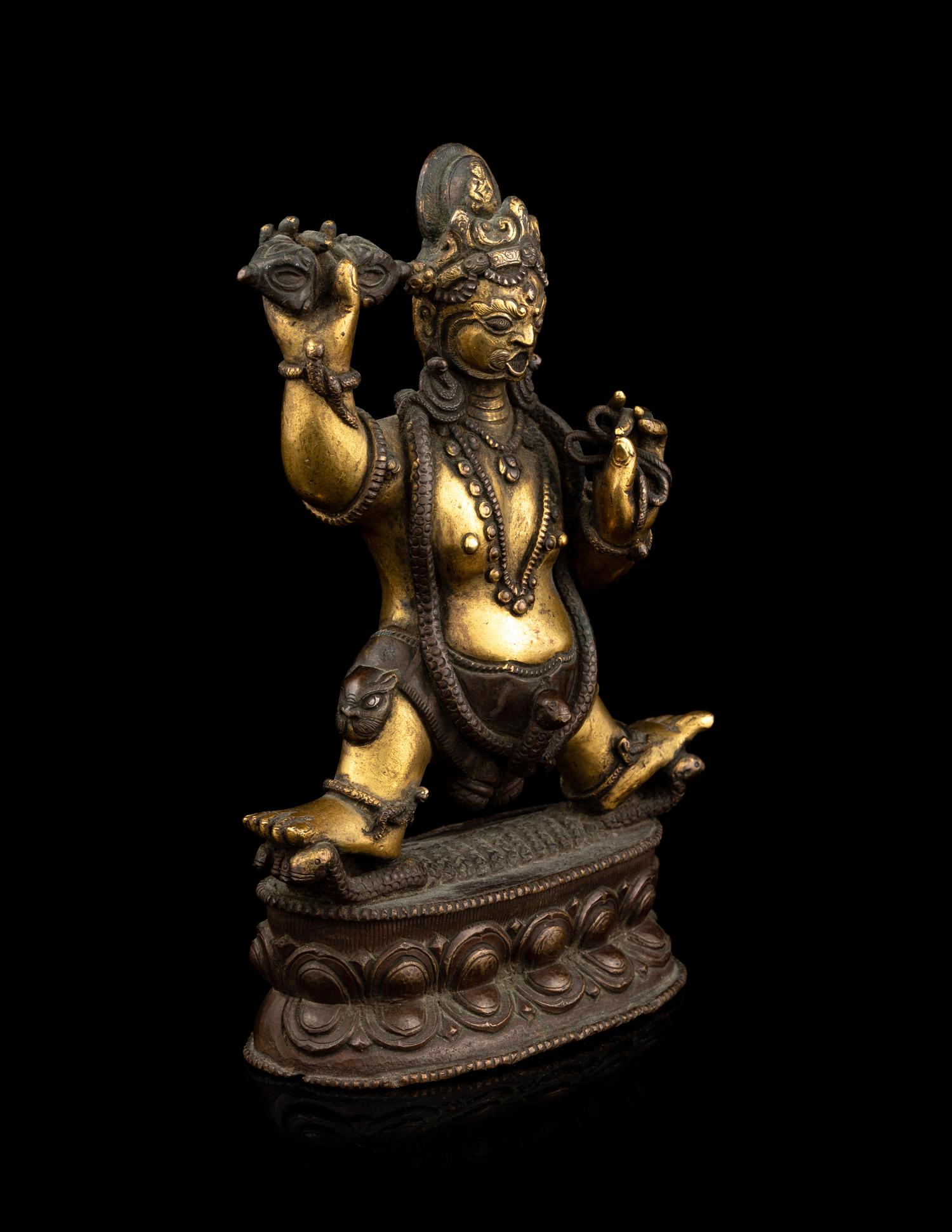 A Parcel-Gilt Bronze Figure of Bodhisattva Vajrapani