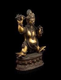 A Parcel-Gilt Bronze Figure of Bodhisattva Vajrapani