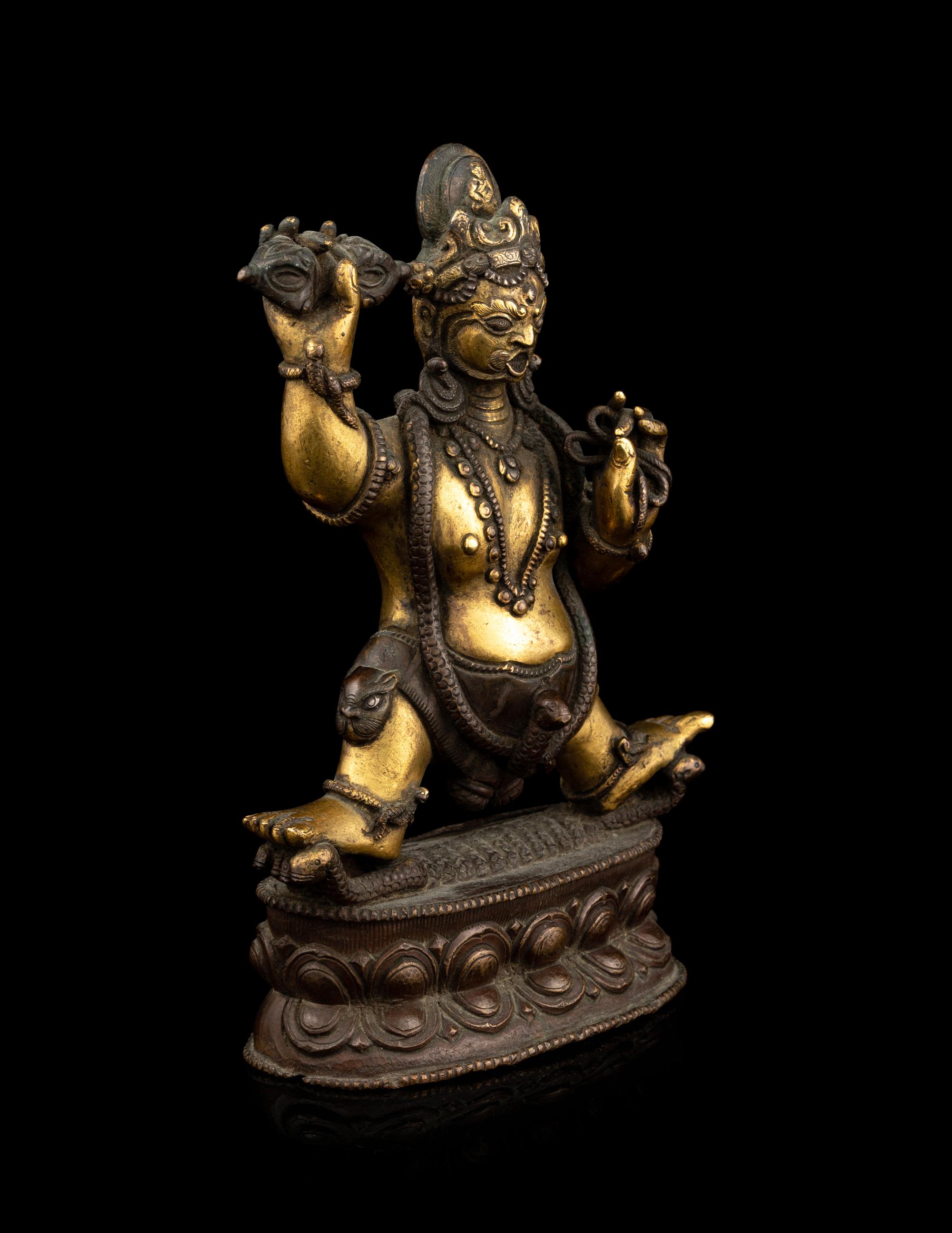 A Parcel-Gilt Bronze Figure of Bodhisattva Vajrapani