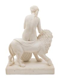 An English Parian Ware Group of Una and the Lion