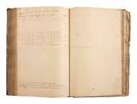 [CIVIL WAR]. Ledger book associated with Winchester, Virginia, cabinet maker John Kerr (1797-1875), documenting coffins built and sold for Union and Confederate soldiers as well as other wartime activity.