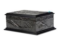 A Repousse Metal and Cabochon-Inset Humidor