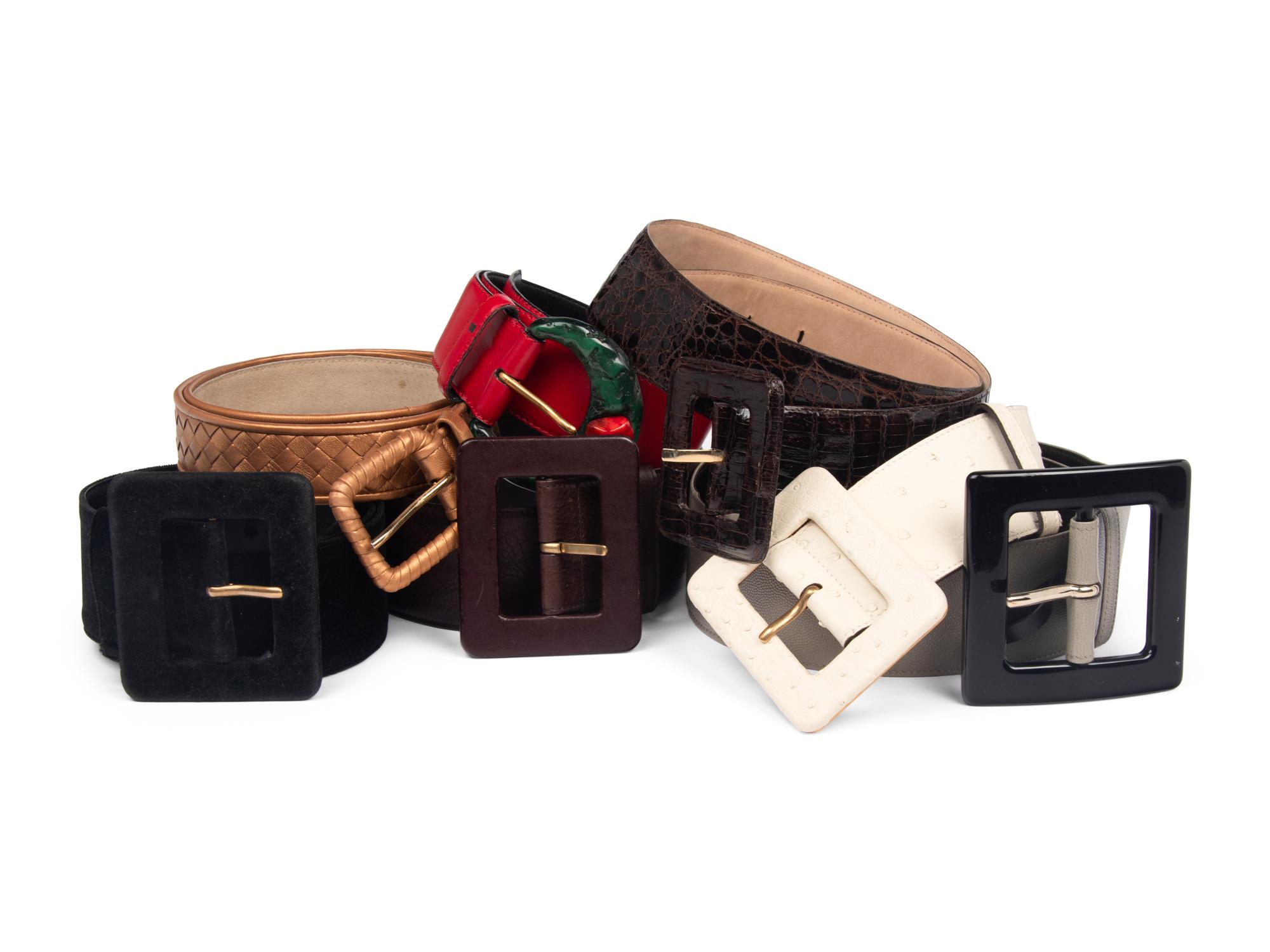 Seven Designer Belts, Including Yves Saint Laurent and Bottega Veneta