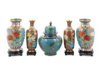 Five Chinese Cloisonne Enamel Articles