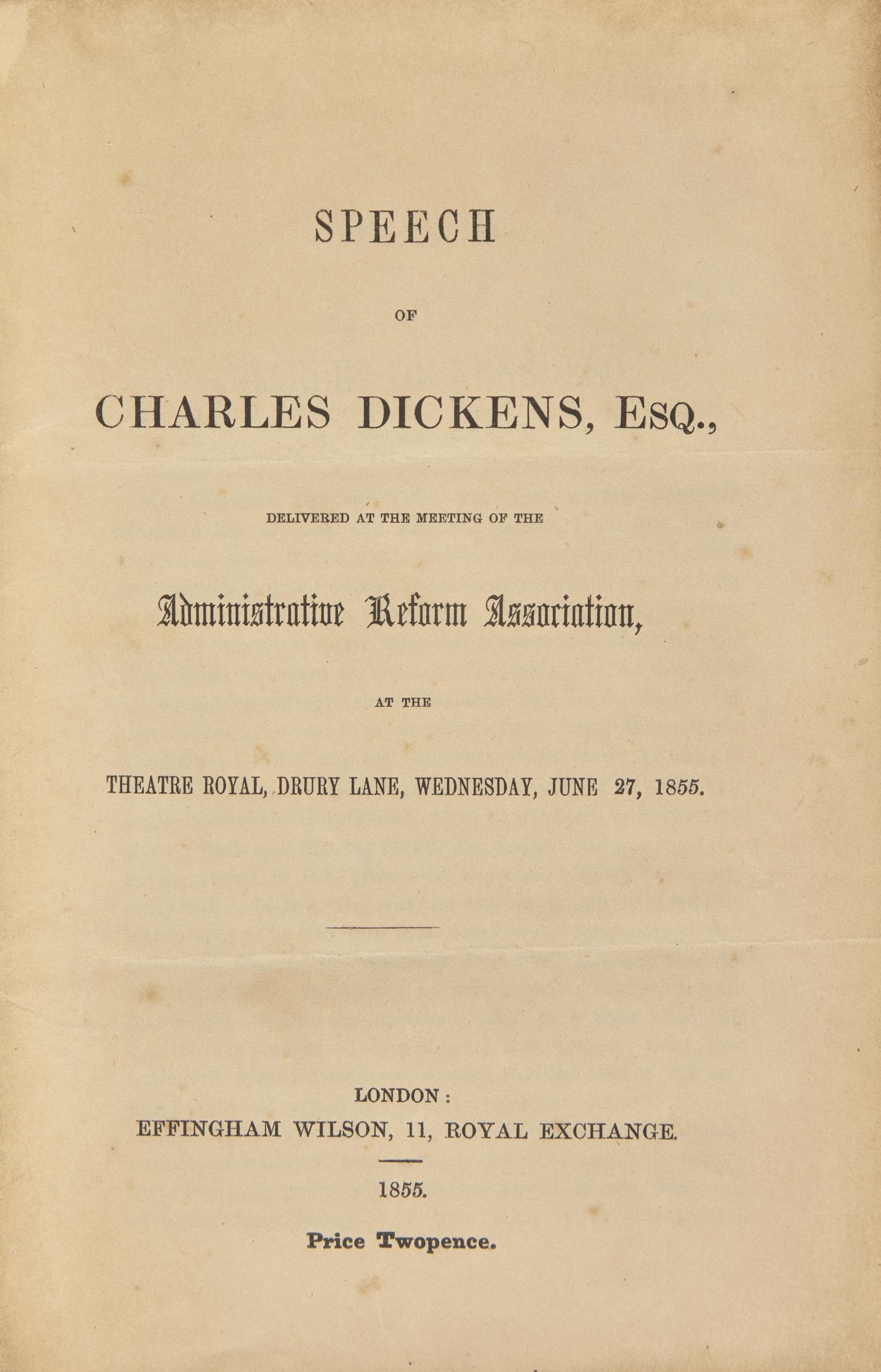 [Literature] Dickens, Charles. Autograph Envelope, signed