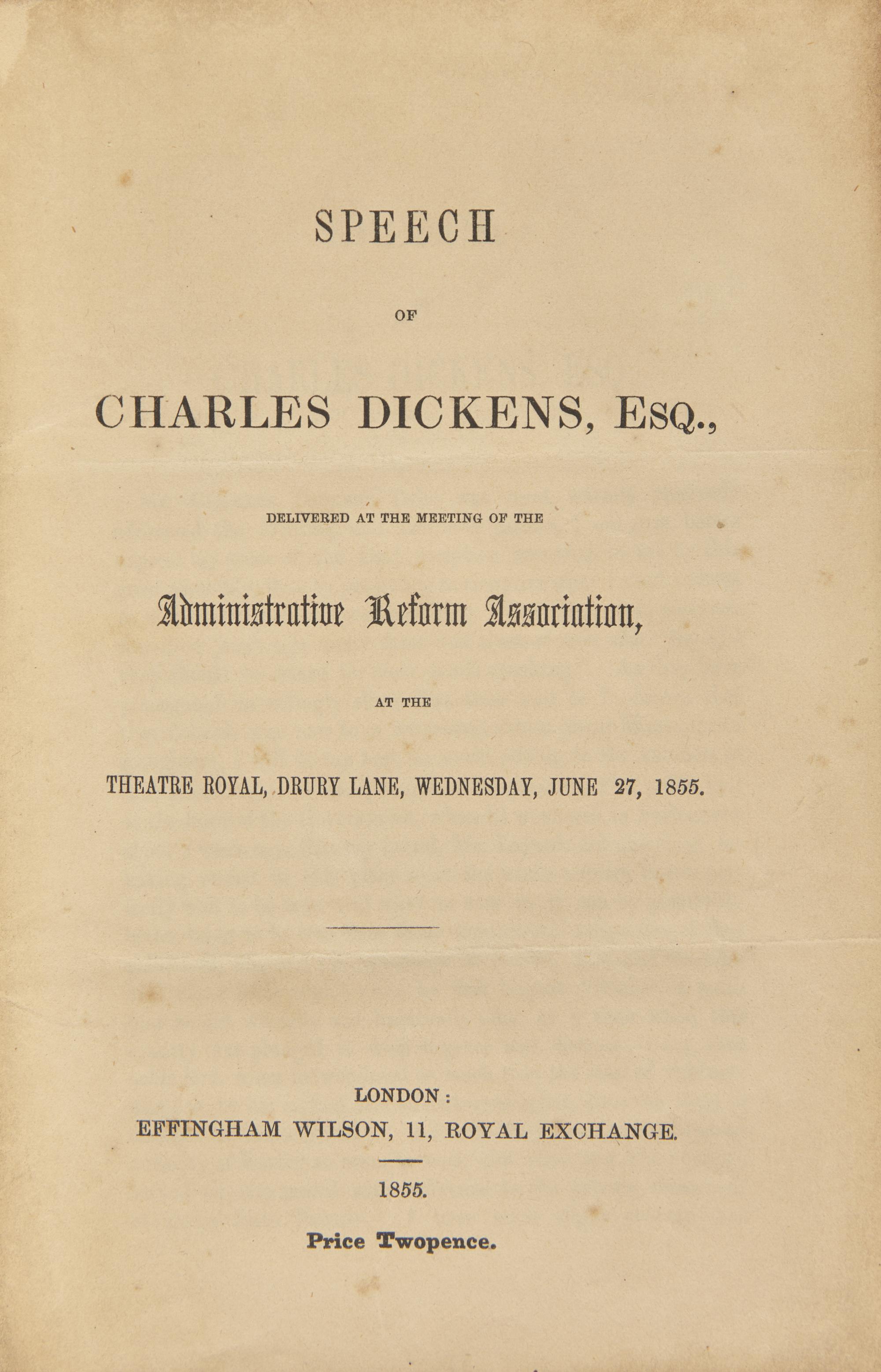 [Literature] Dickens, Charles. Autograph Envelope, signed
