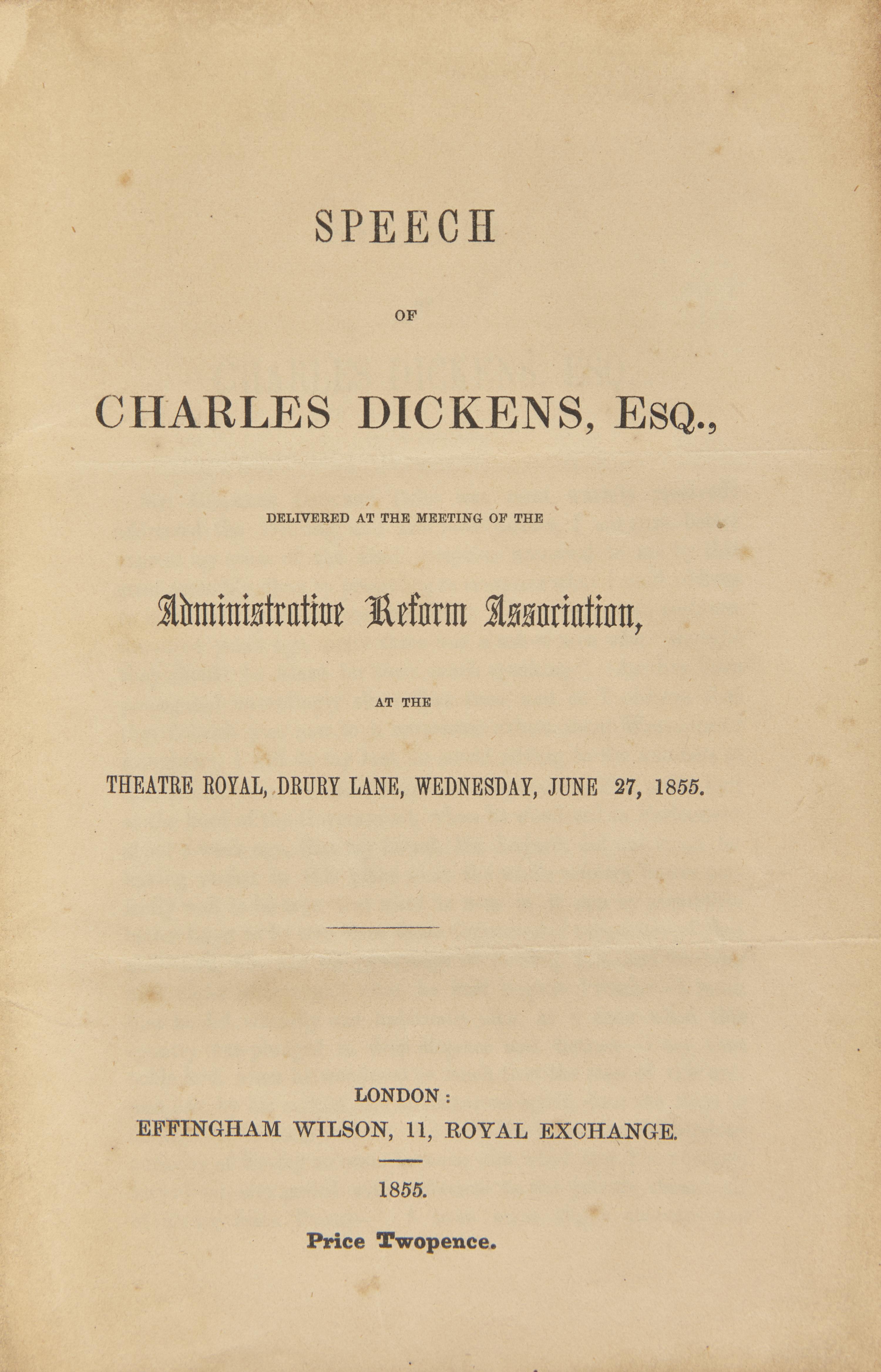 [Literature] Dickens, Charles. Autograph Envelope, signed