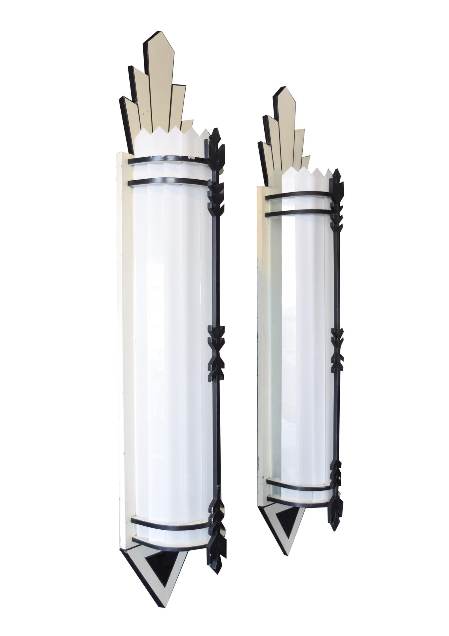 A Pair of Theatre Wall Sconces 10.5" W x 8.5" D x 59.5" H, — United States, Circa 1930