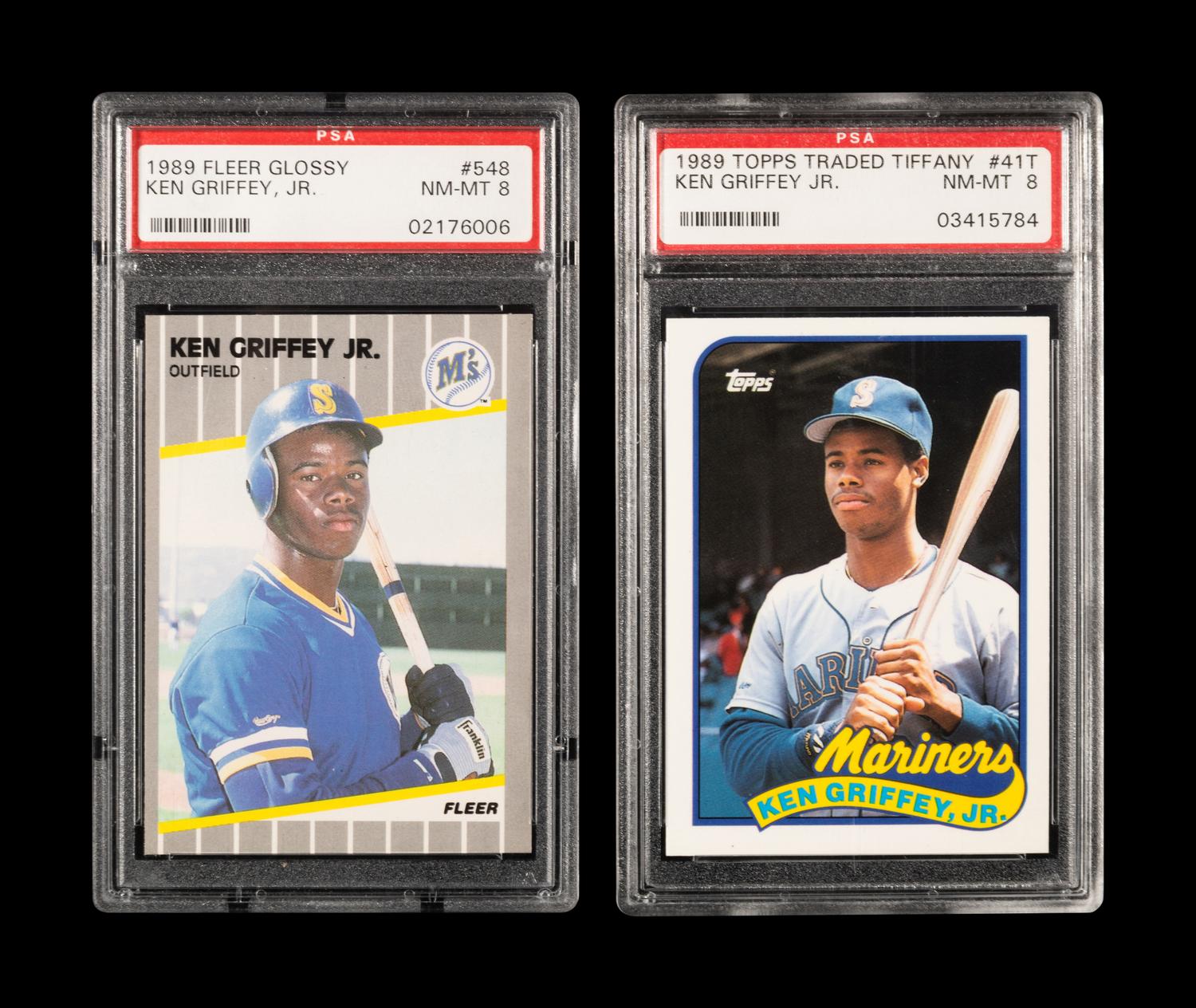 A Group of 1989 Topps Traded Tiffany and Fleer Glossy Ken Griffey Jr. PSA Graded Cards;