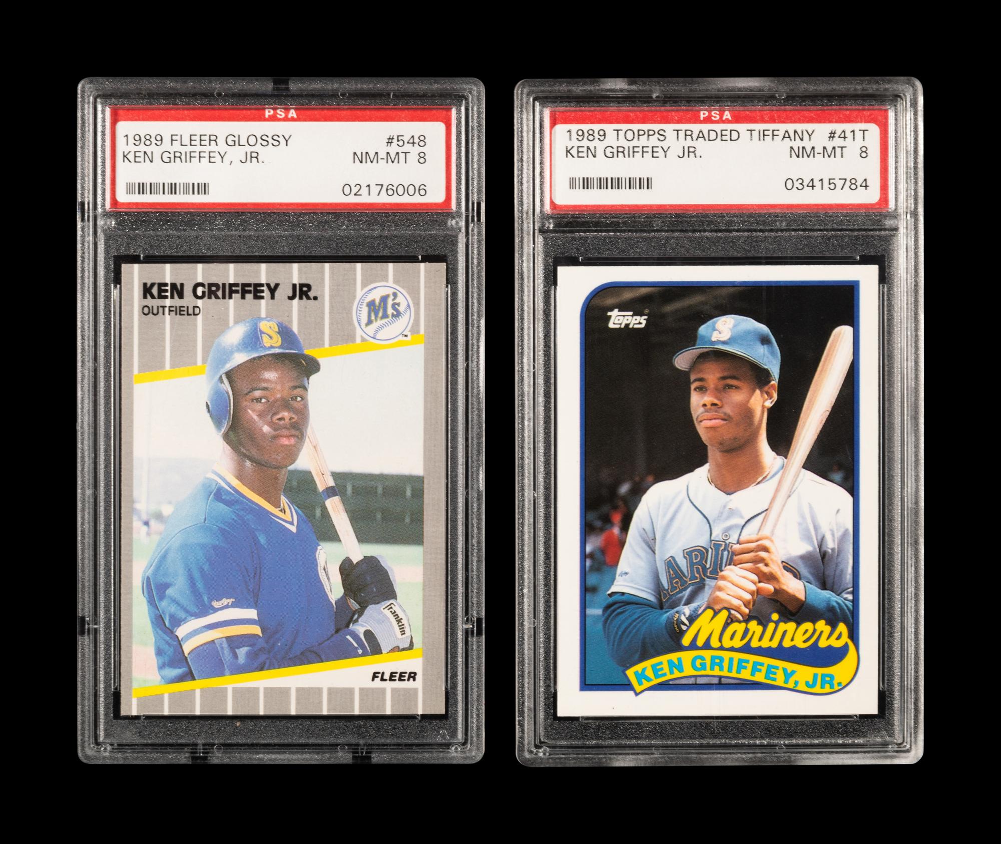 A Group of 1989 Topps Traded Tiffany and Fleer Glossy Ken Griffey Jr. PSA Graded Cards;