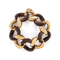 SEAMAN SCHEPPS, YELLOW GOLD AND WOOD LINK BRACELET