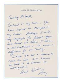 McGRATH, Amy. Honor Bound an American Story of Dreams and Service . 2021. FIRST EDITION. PRESENTATION COPY, INSCRIBED BY McGRATH TO SECRETARY ALBRIGHT.