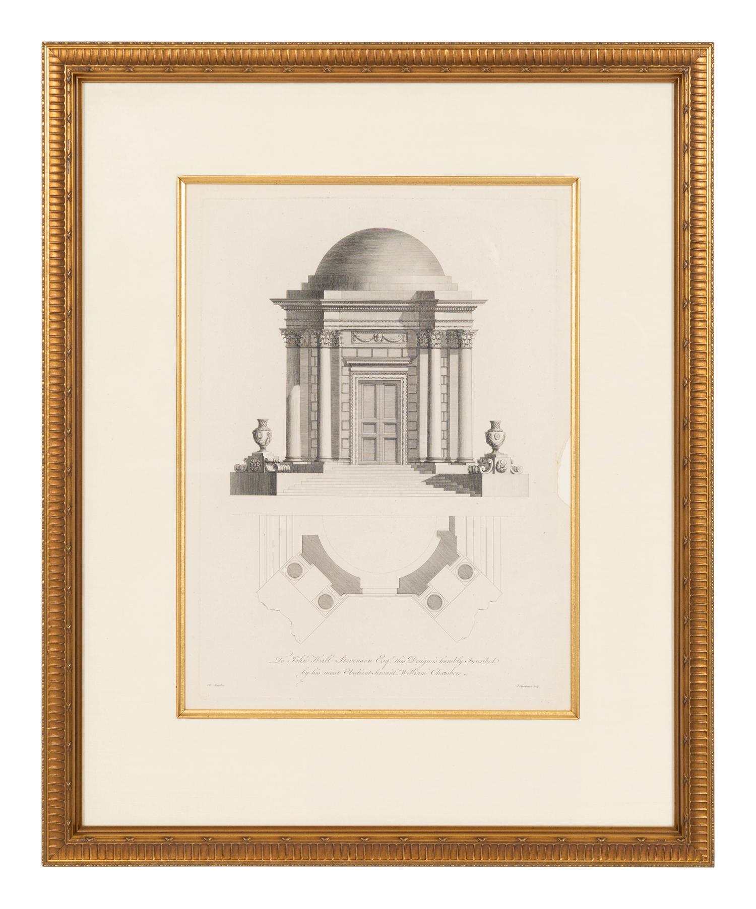 A Set of Three William Chambers (1722-1796) Architectural Study Chromolithographs