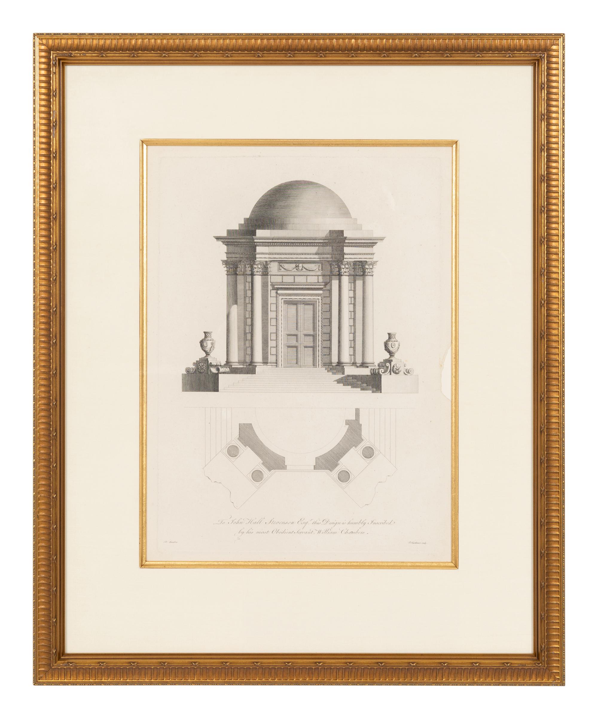 A Set of Three William Chambers (1722-1796) Architectural Study Chromolithographs