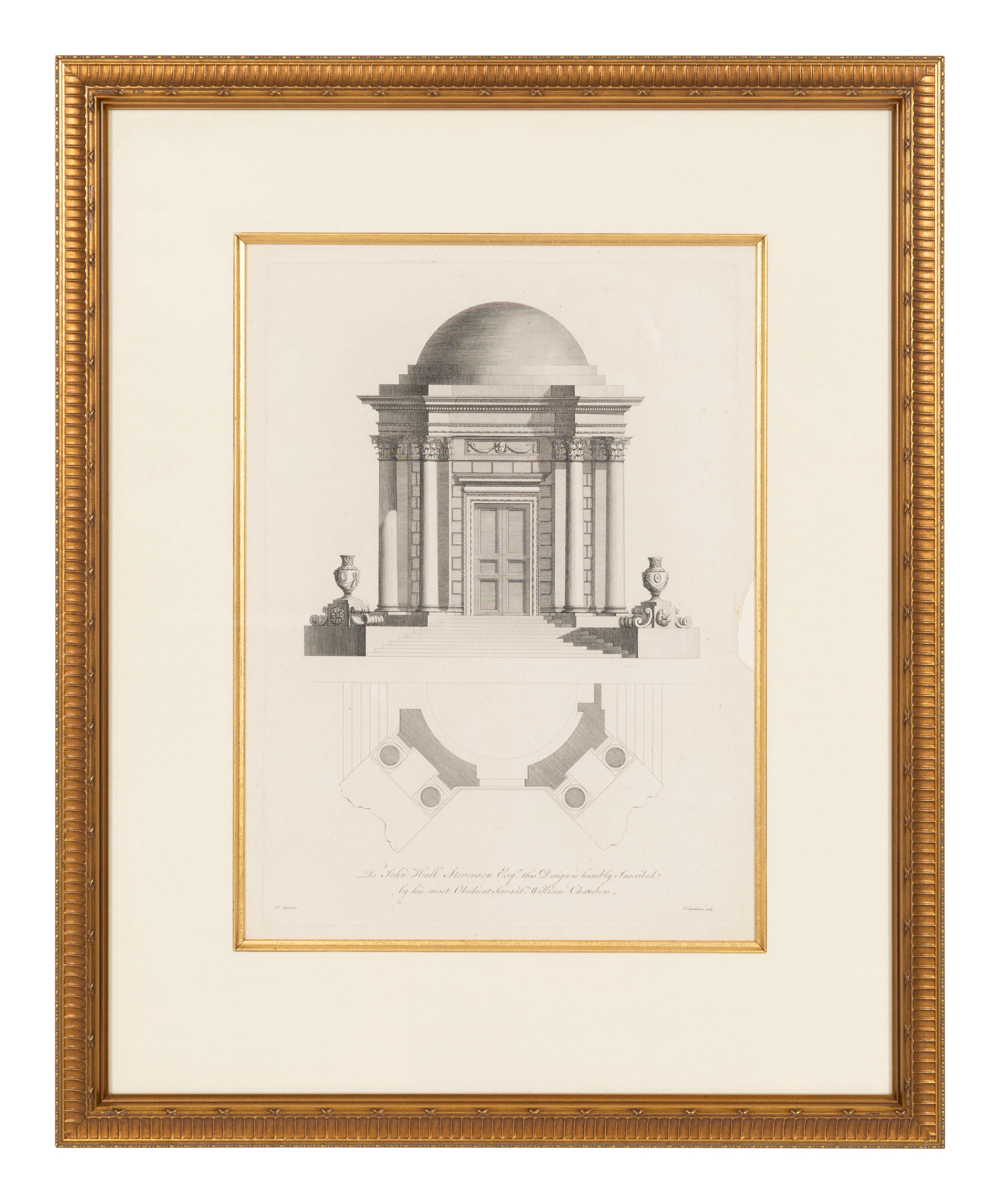 A Set of Three William Chambers (1722-1796) Architectural Study Chromolithographs