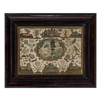 An English Stumpwork Embroidered Panel