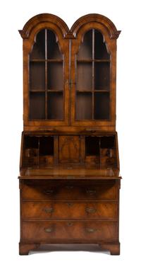 A William & Mary Style Walnut Double Dome Secretary Bookcase