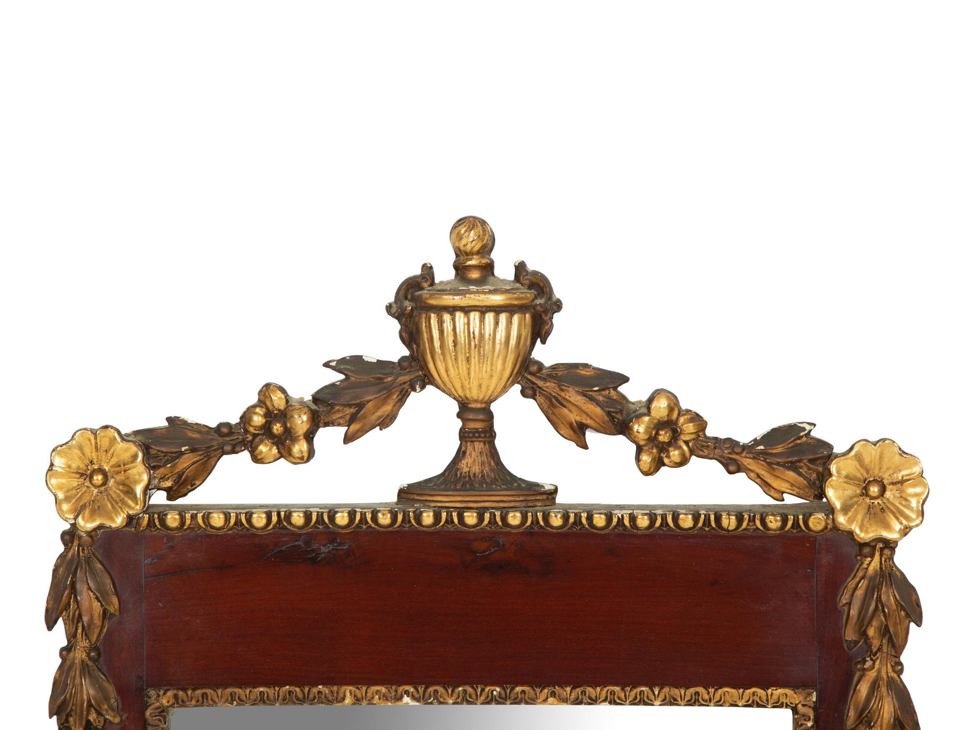 A George III Style Mahogany and Parcel Gilt Mirror