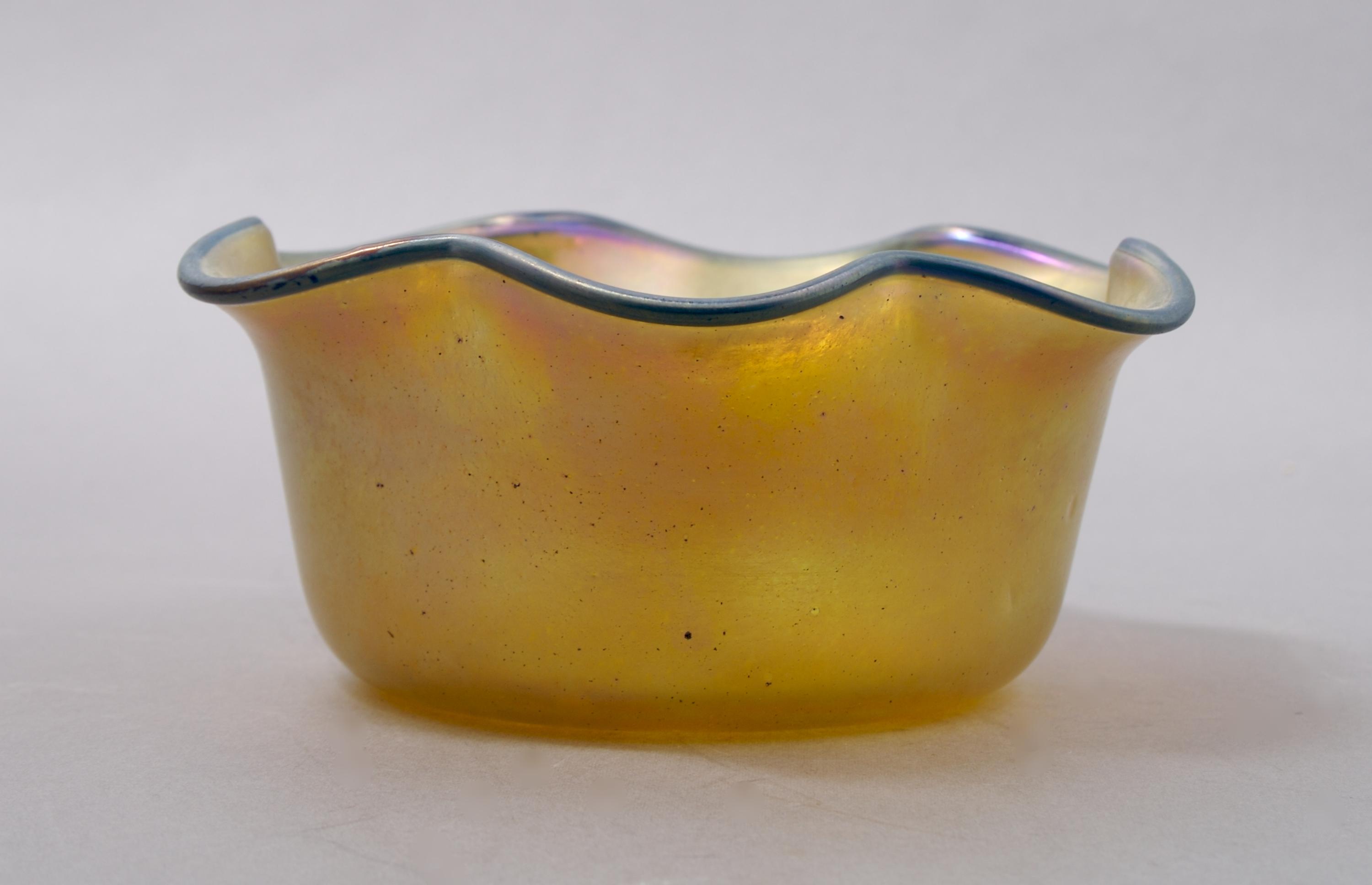 A Loetz Glass Bowl, Height 2 3/4 inches.