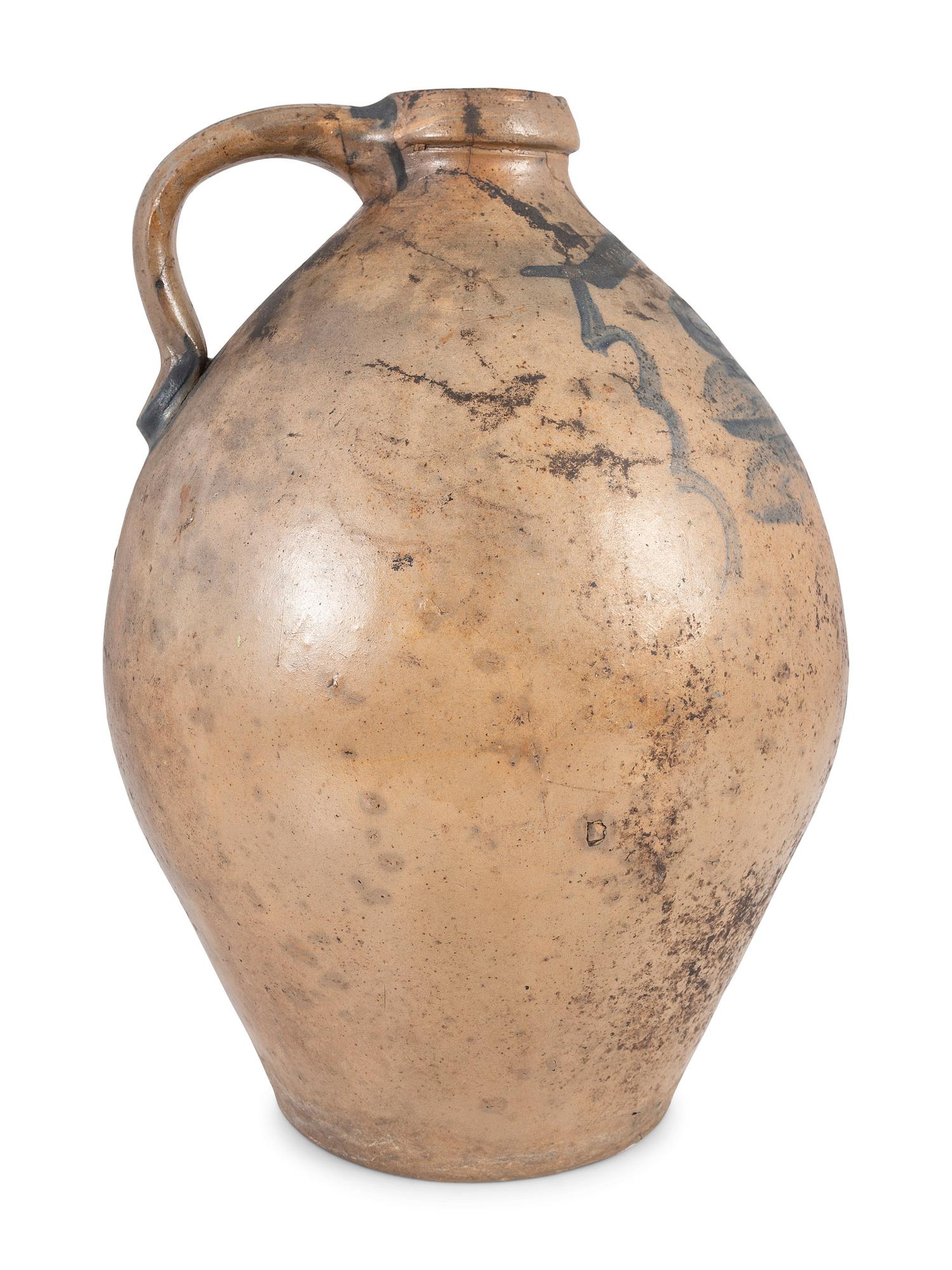 A Moore & Colvin Three Gallon Cobalt Decorated Stoneware Jug