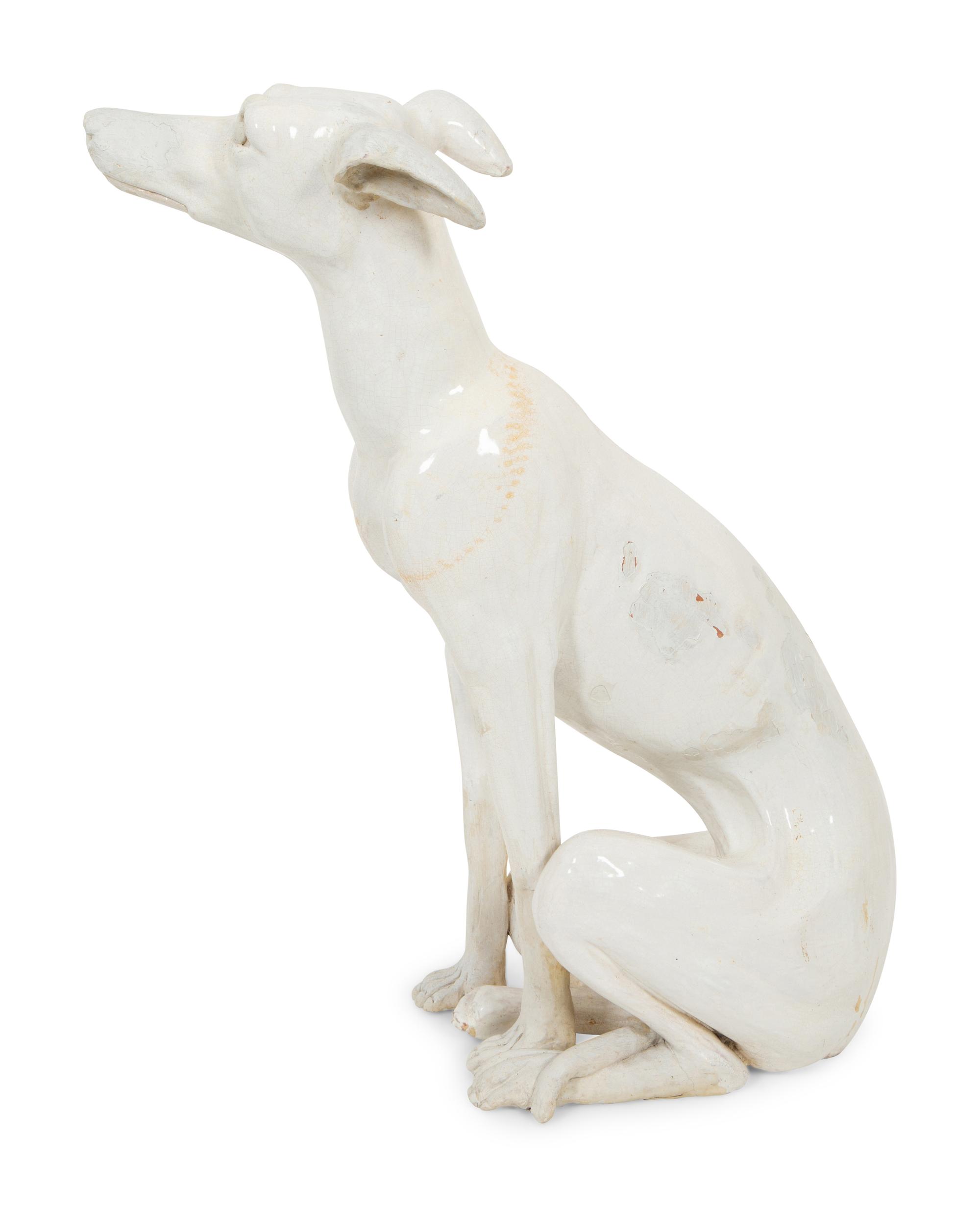 An Italian Glazed Earthenware Greyhound