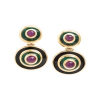 Multigem and Yellow Gold Earrings