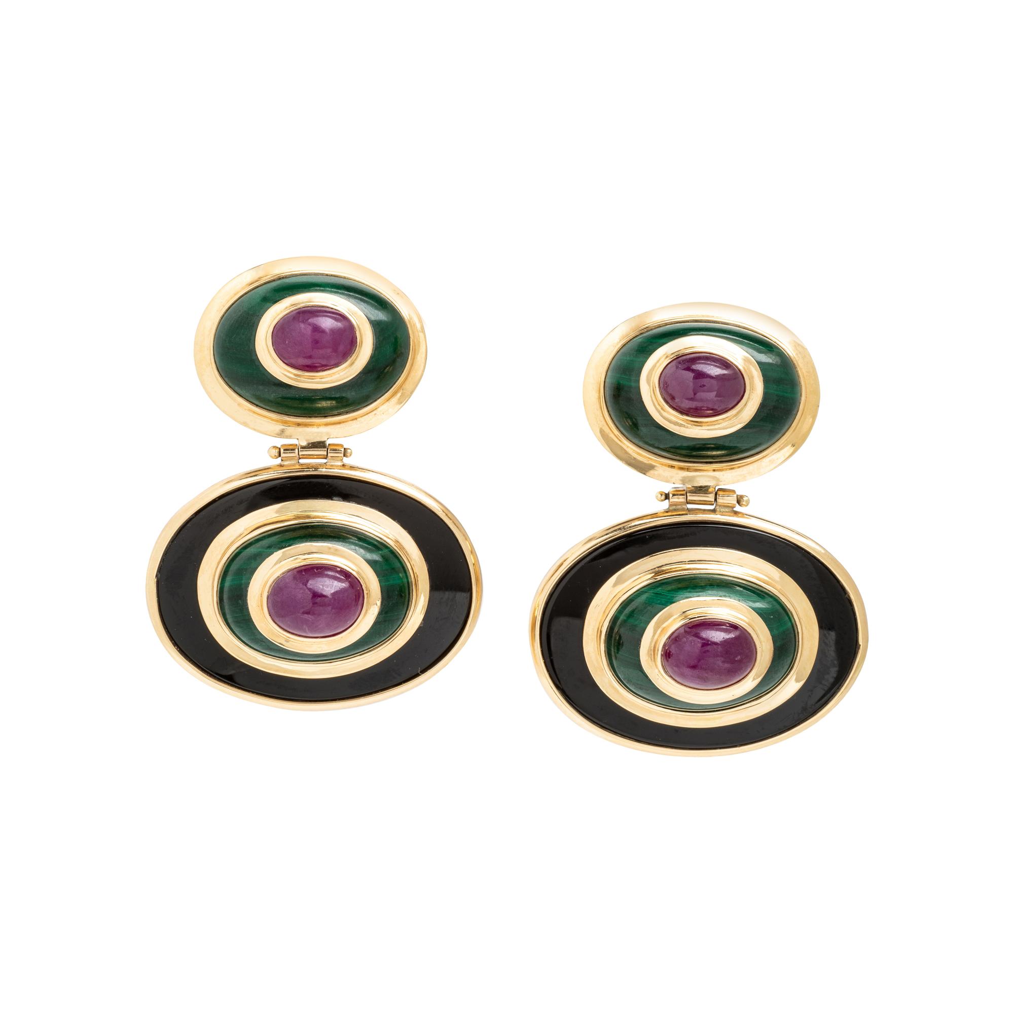 Multigem and Yellow Gold Earrings