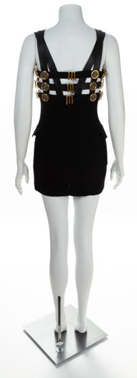 A Gianni Versace Black Wool Bondage Dress, Size 38.
